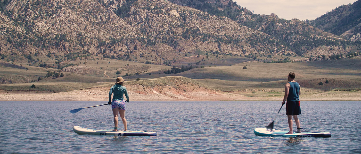 paddleboarding Seminoe lake